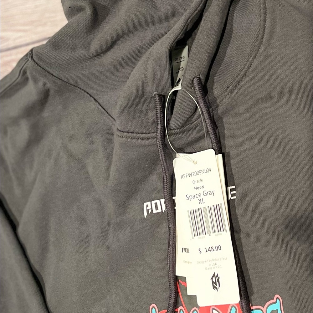 Robot’s face Hoodie XL Space Grey NWT - Picture 3 of 3